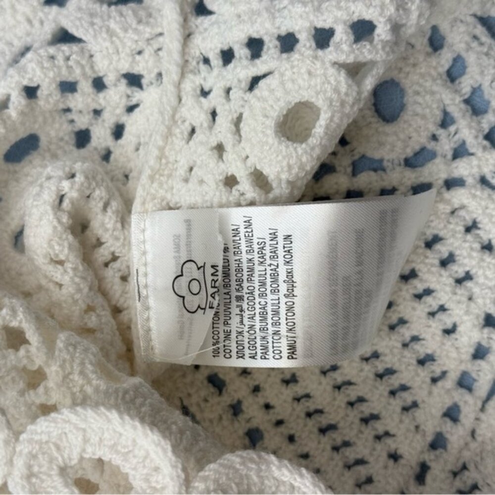 🆕 FARM Rio 🧿 NWT Crochet Sweater Tee, White, Sz M - Picture 13 of 13